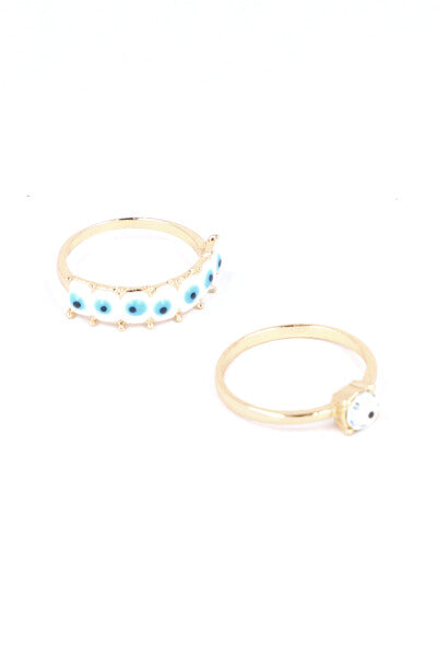 Anillo 2 Lineas Ojos Color BLANCO