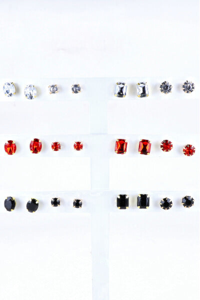 12 Pares Aretes Cristal Brillos