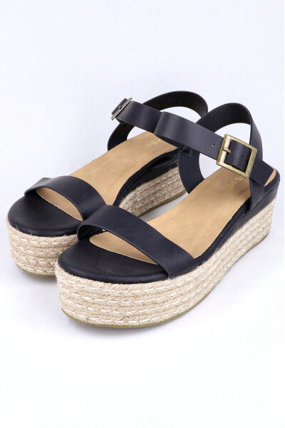 Sandalia plana plataforma yute NEGRO