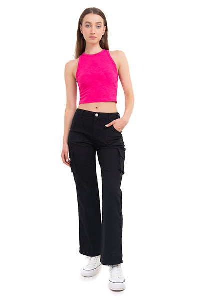 Jeans cargo bolsas NEGRO