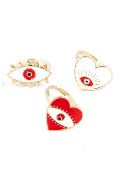 3 Set Anillos Ojos ROJO