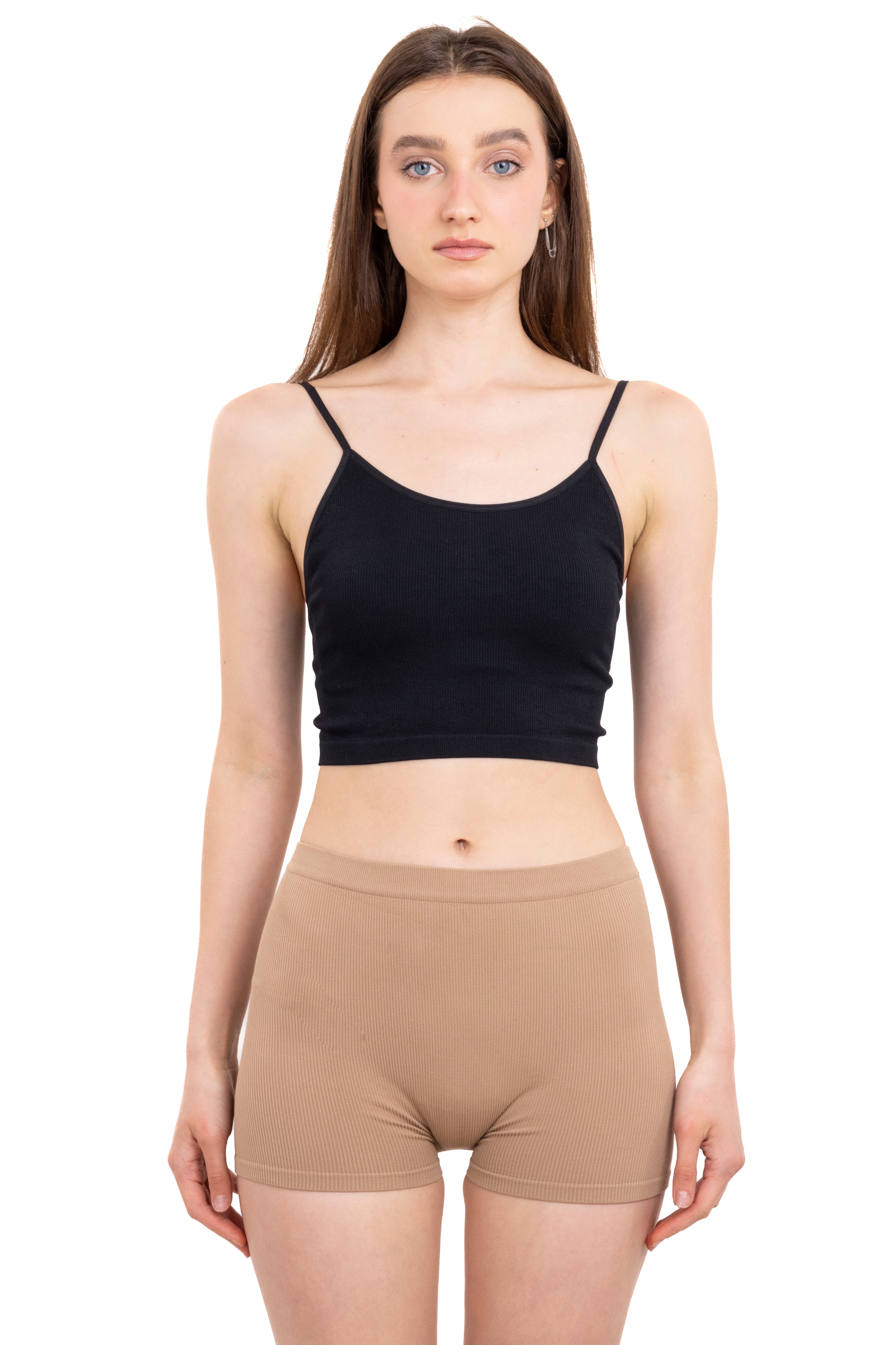 Top liso acanalado tirantes NEGRO
