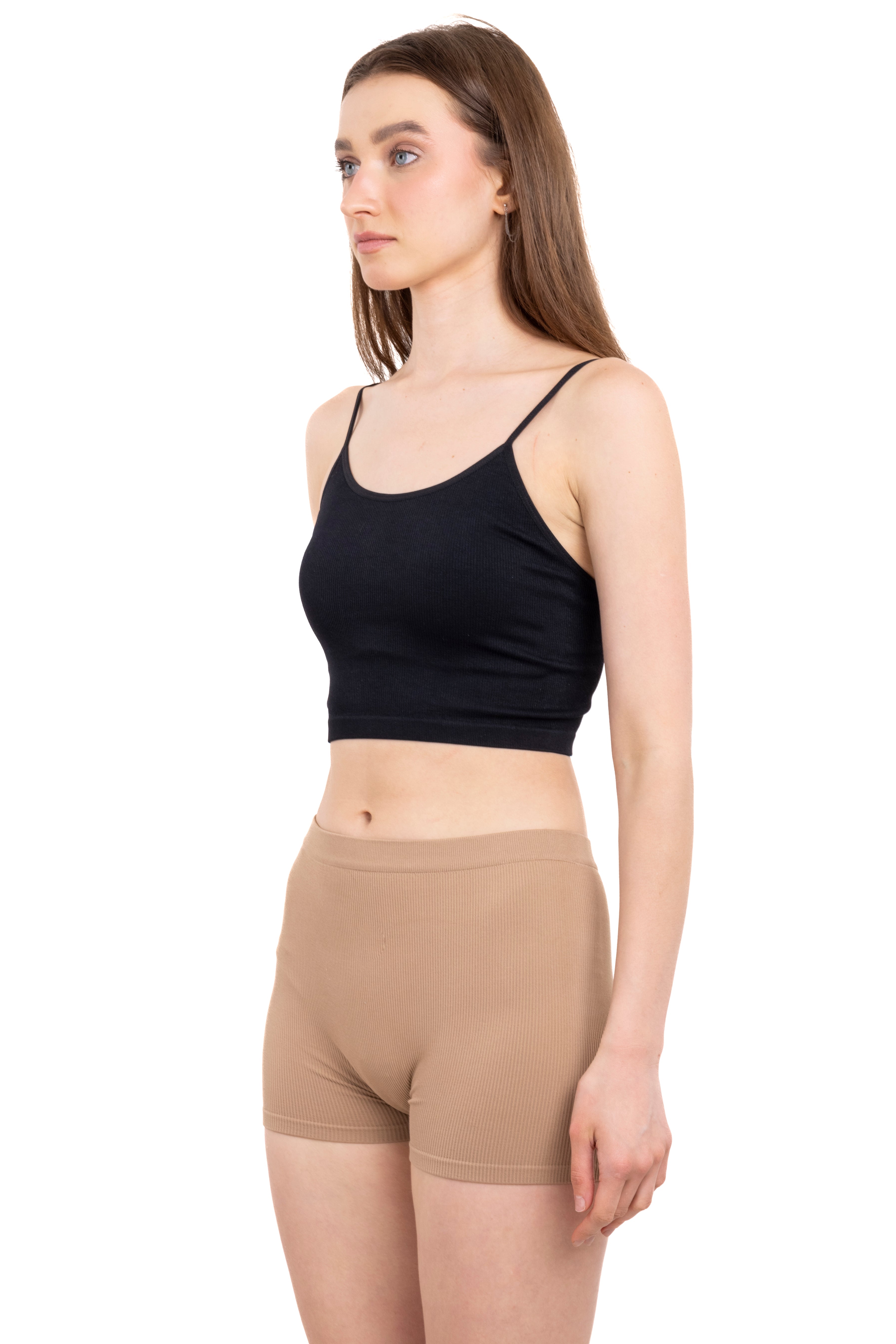 Top liso acanalado tirantes NEGRO