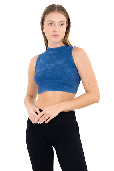 Top cuello alto deslavado