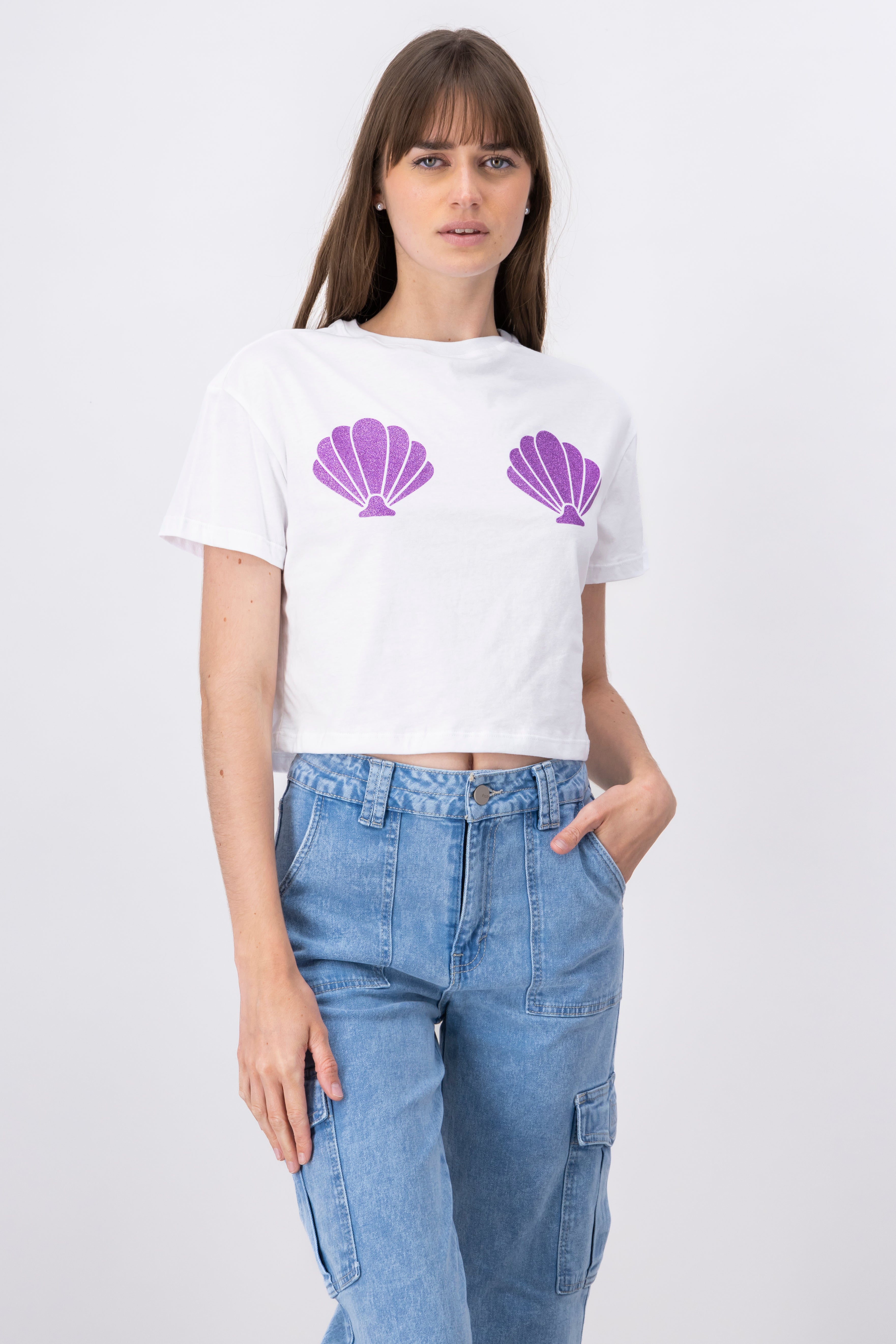 Top conchas glitter BLANCO COMBO