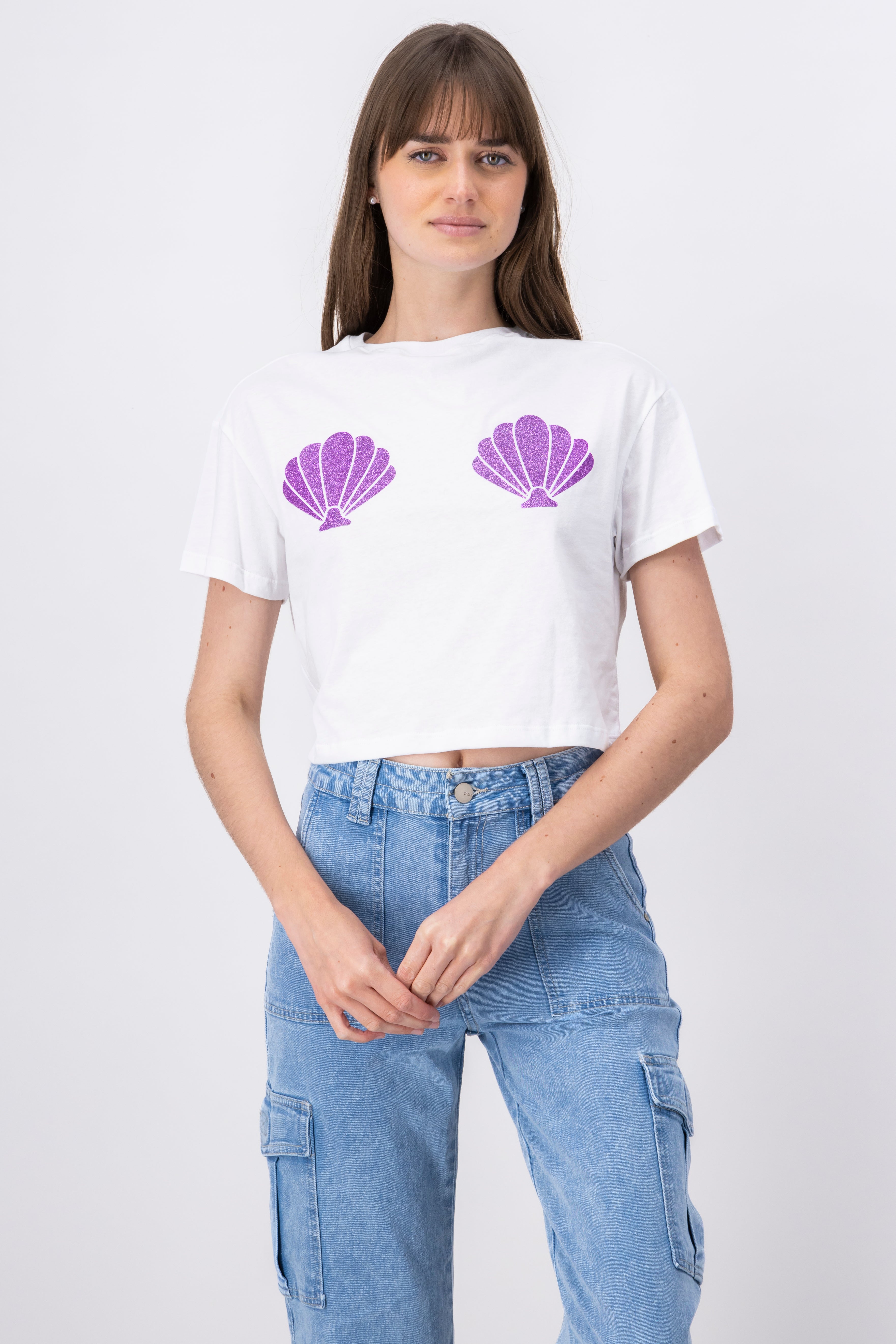 Top conchas glitter BLANCO COMBO