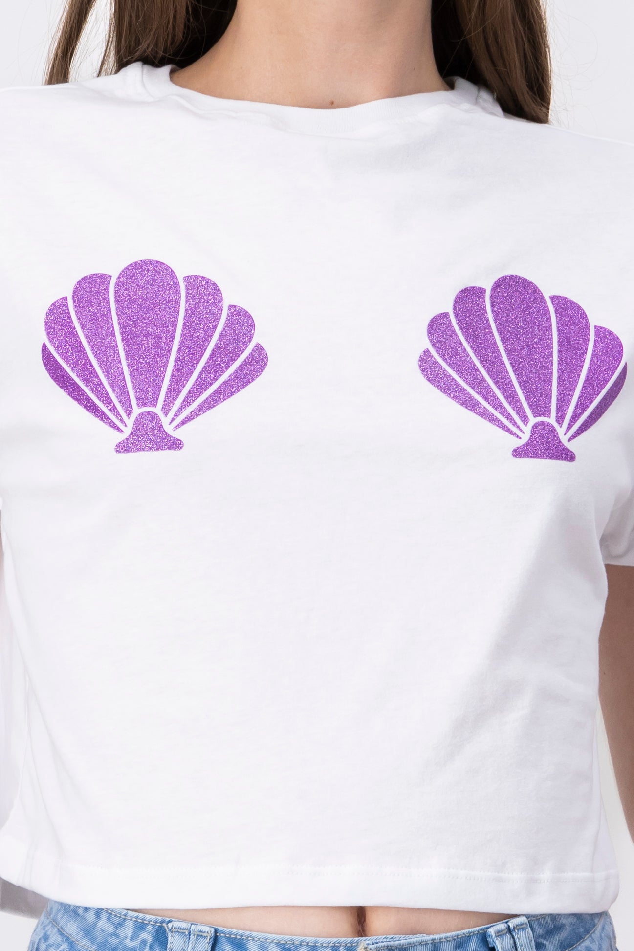 Top conchas glitter BLANCO COMBO