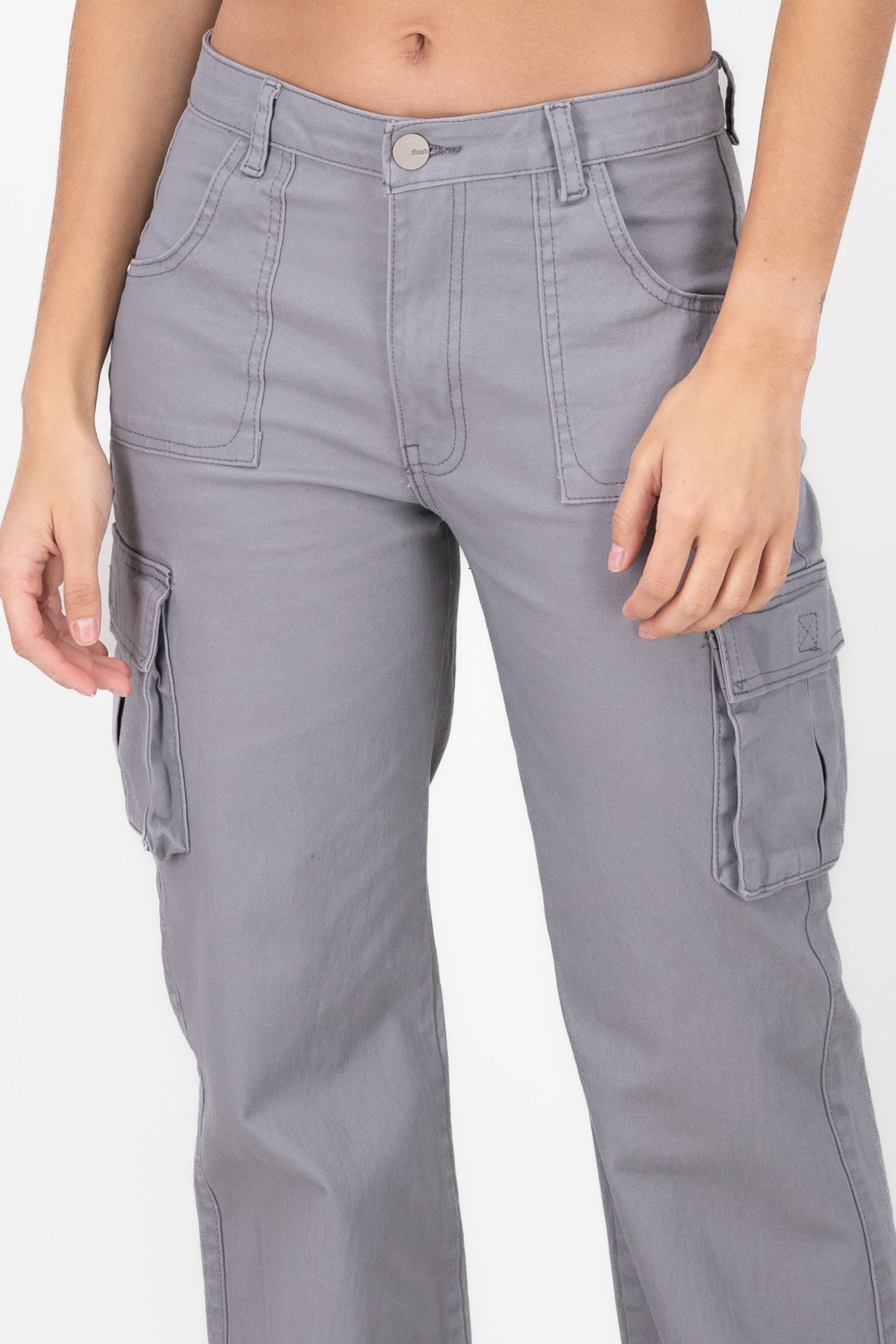 Jeans cargo wide leg lisos GRIS CLARO