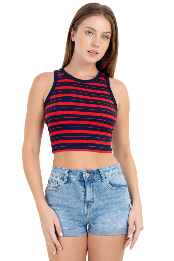 Top rayas cuello redondo