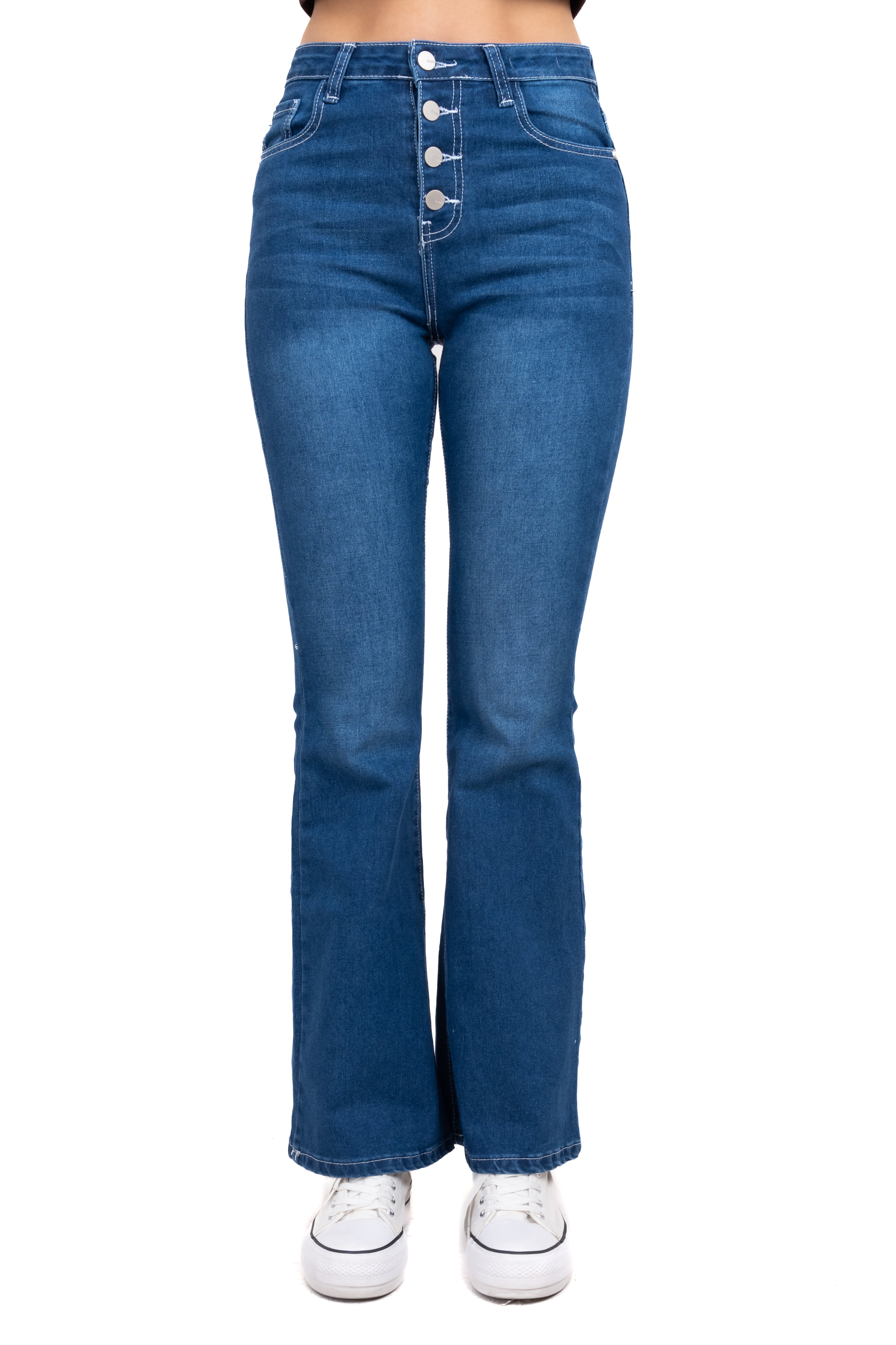 Jeans flared botones STONE MEDIO