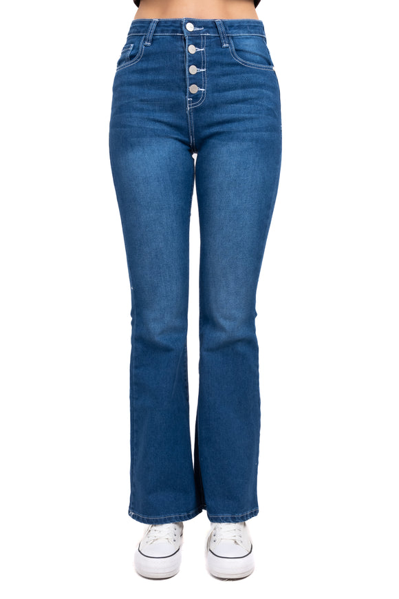 Jeans flared botones