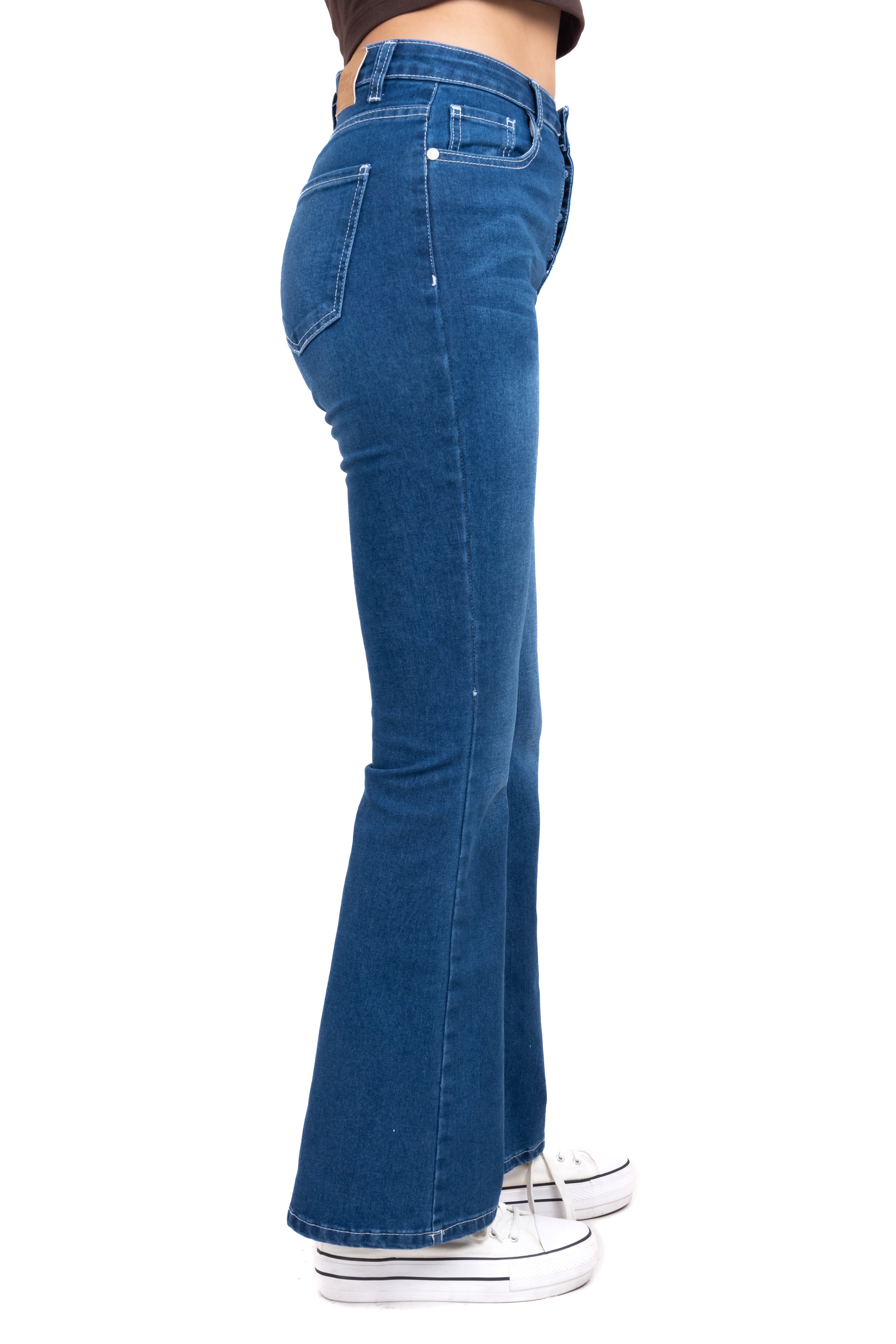 Jeans flared botones STONE MEDIO
