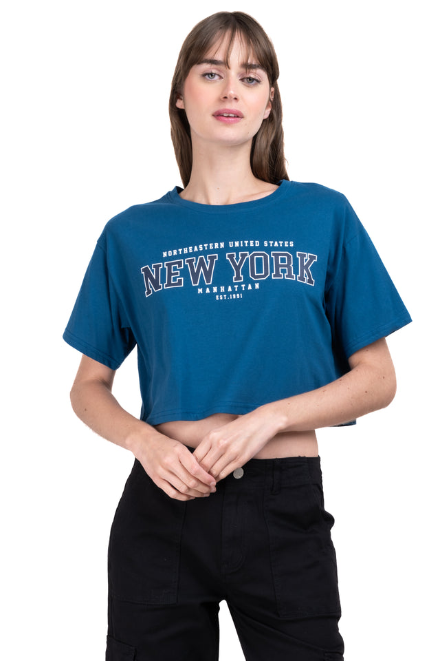 Top Crop Estampado New York