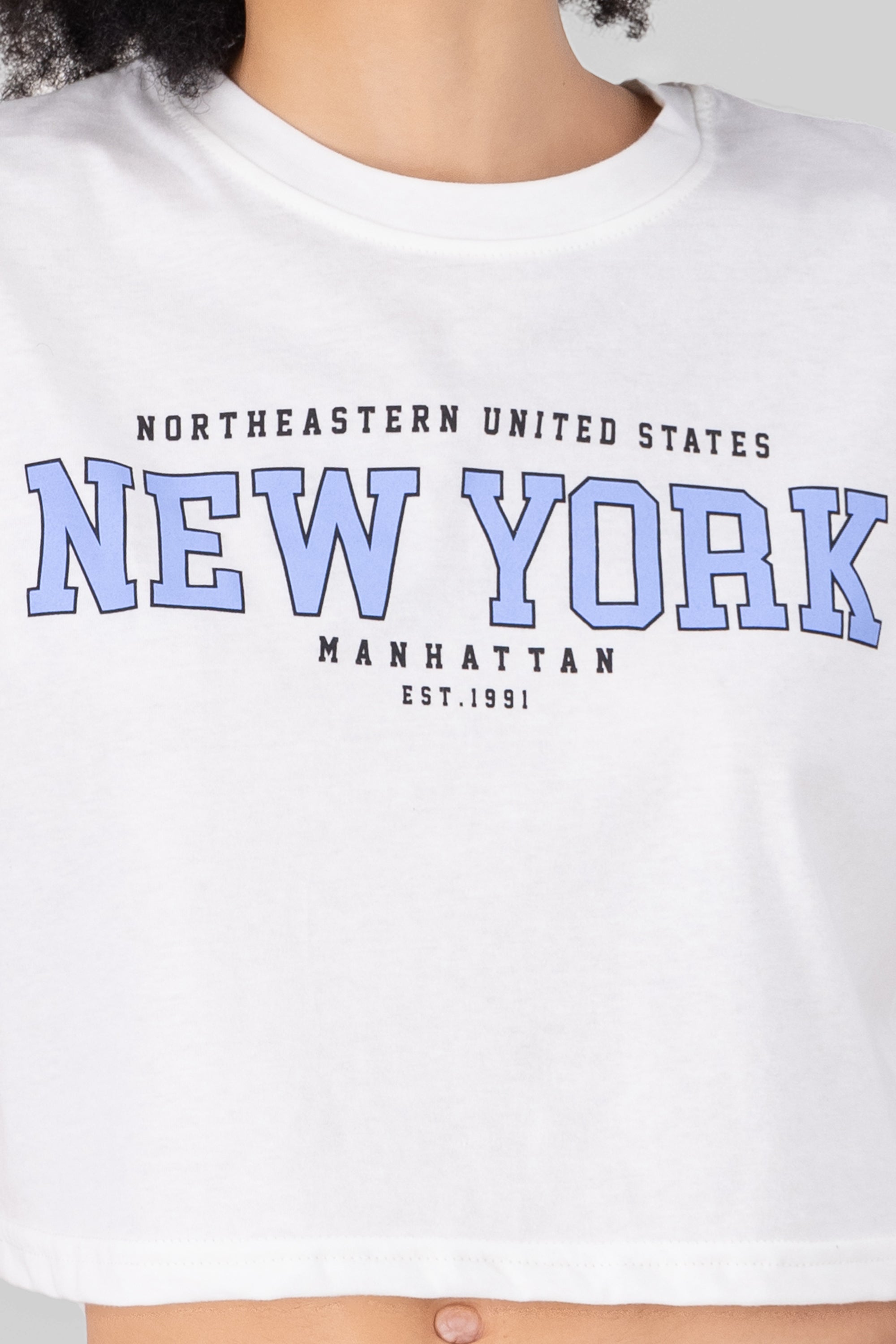 Top Crop Estampado New York BLANCO COMBO