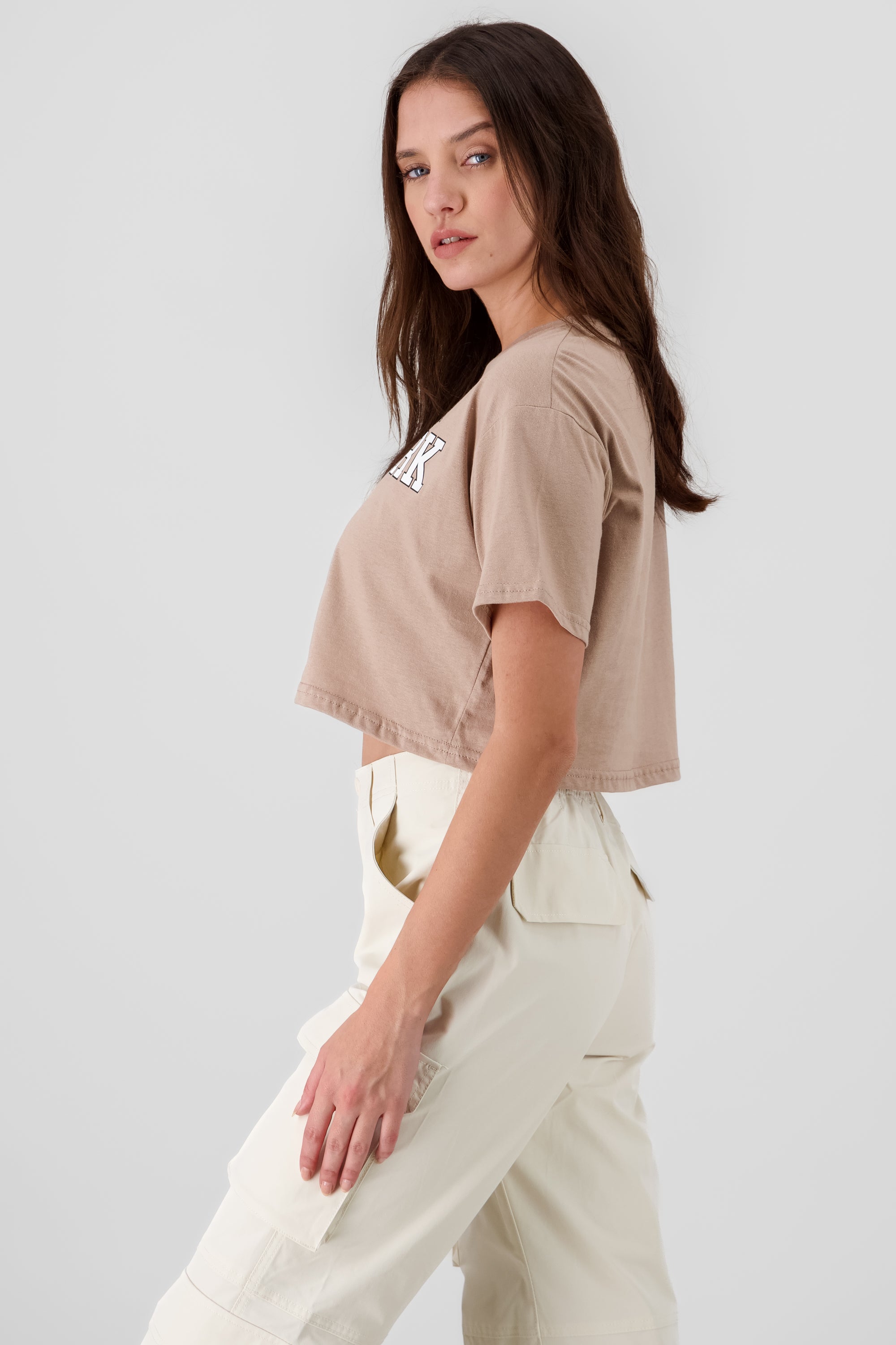 Top Crop Estampado New York KHAKI