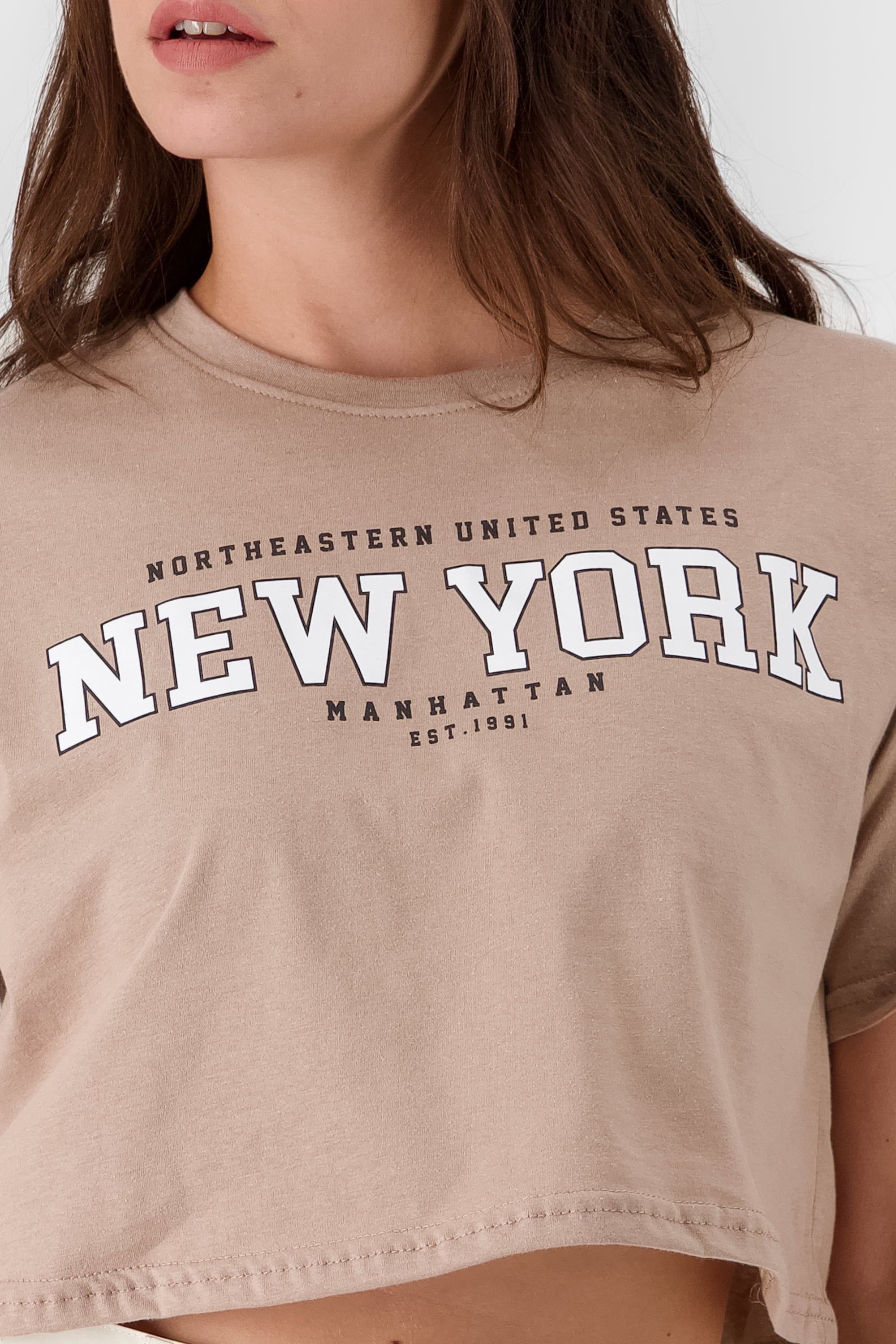 Top Crop Estampado New York KHAKI