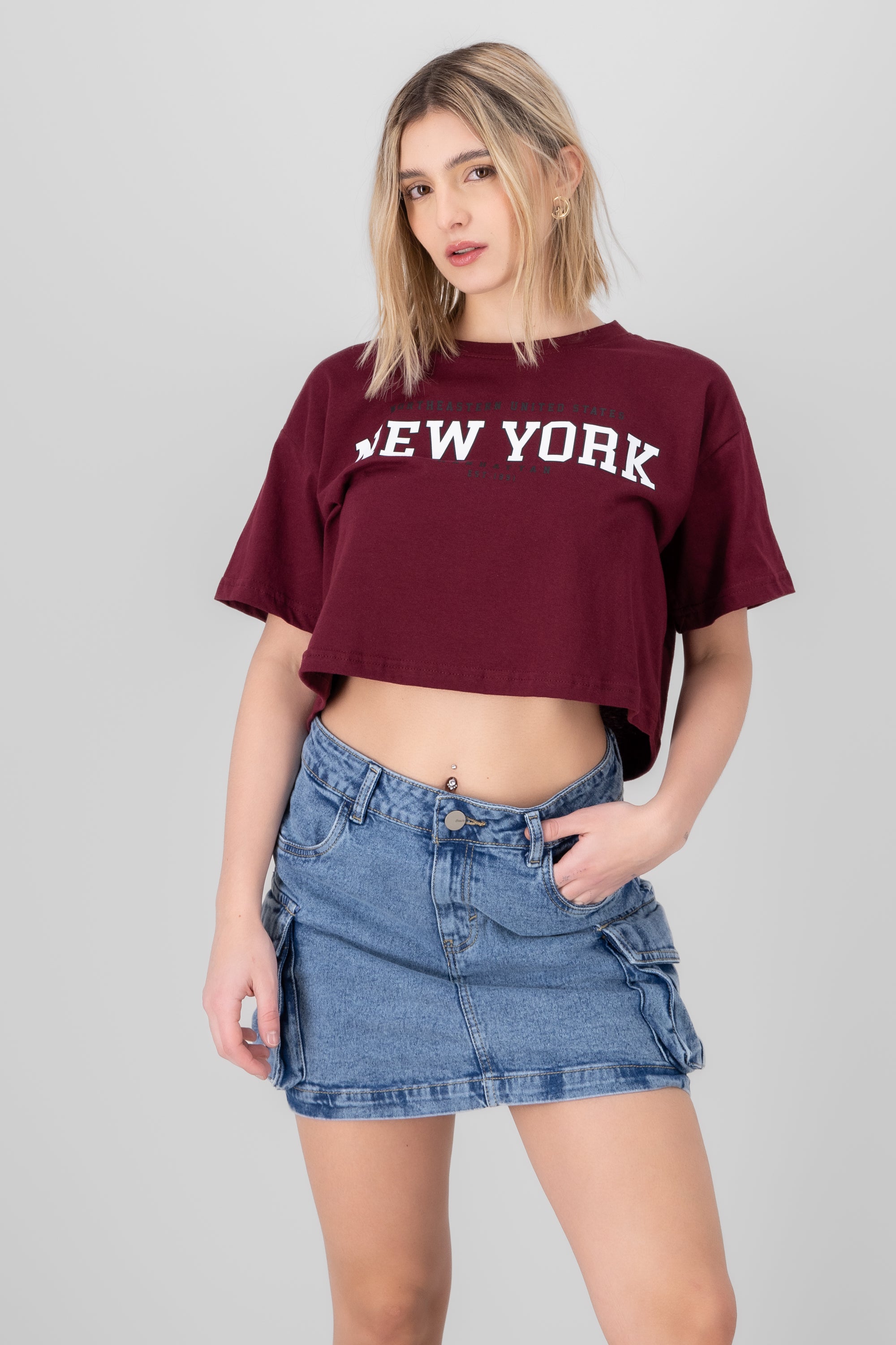 Top Crop Estampado New York VINO