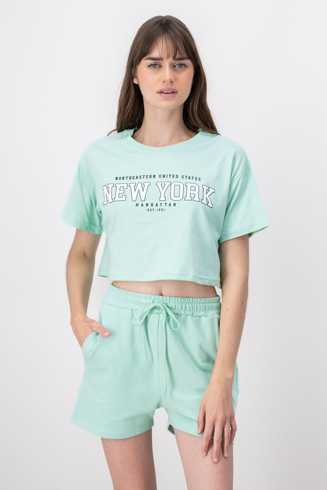 Top Crop Estampado New York