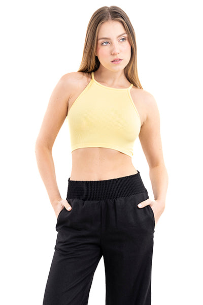 Top crop halter acanalado