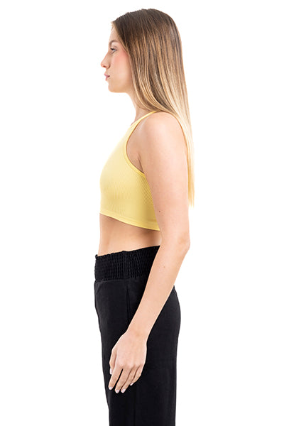 Top crop halter acanalado AMARILLO