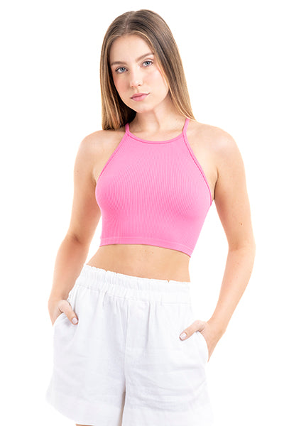 Top crop halter acanalado