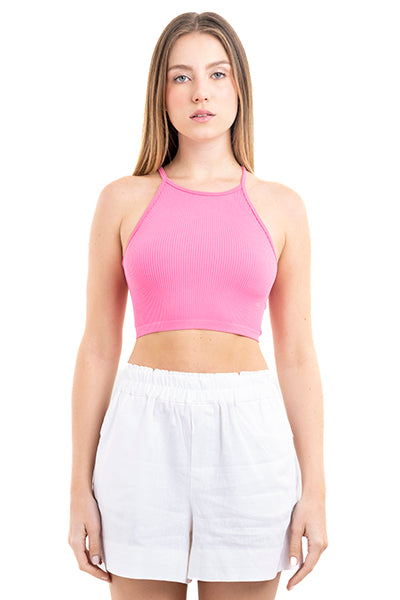 Top crop halter acanalado FIUSHA
