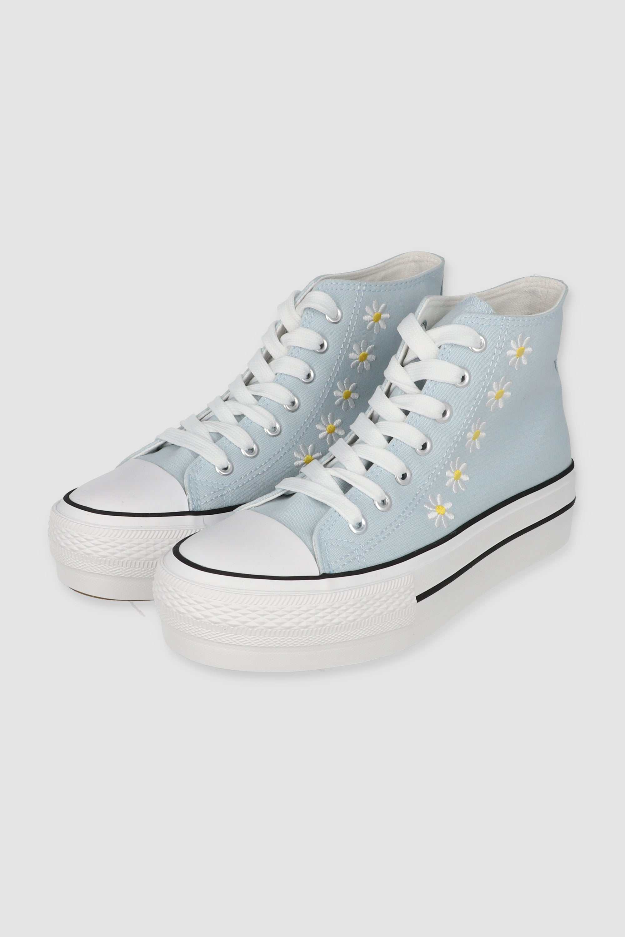 Tenis canvas margaritas plataforma