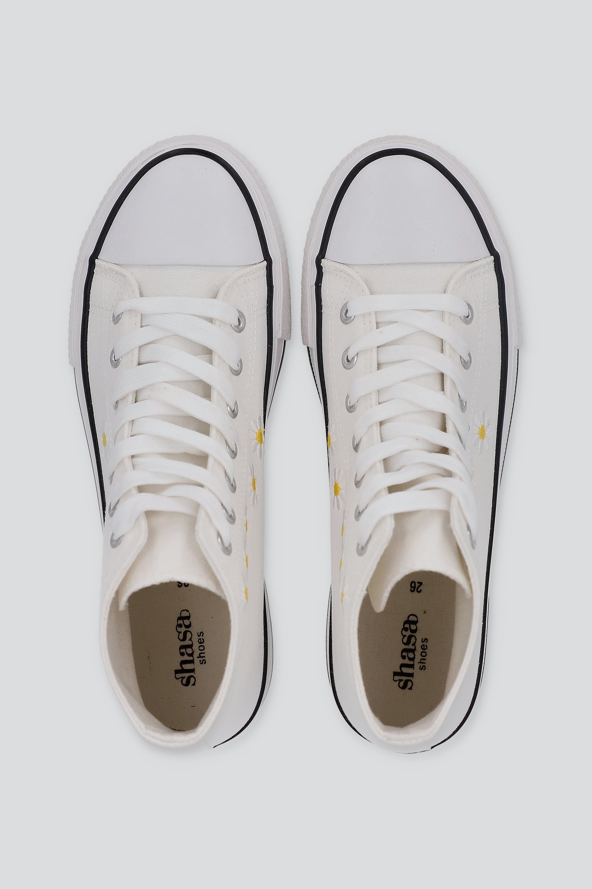 Tenis canvas margaritas plataforma BLANCO