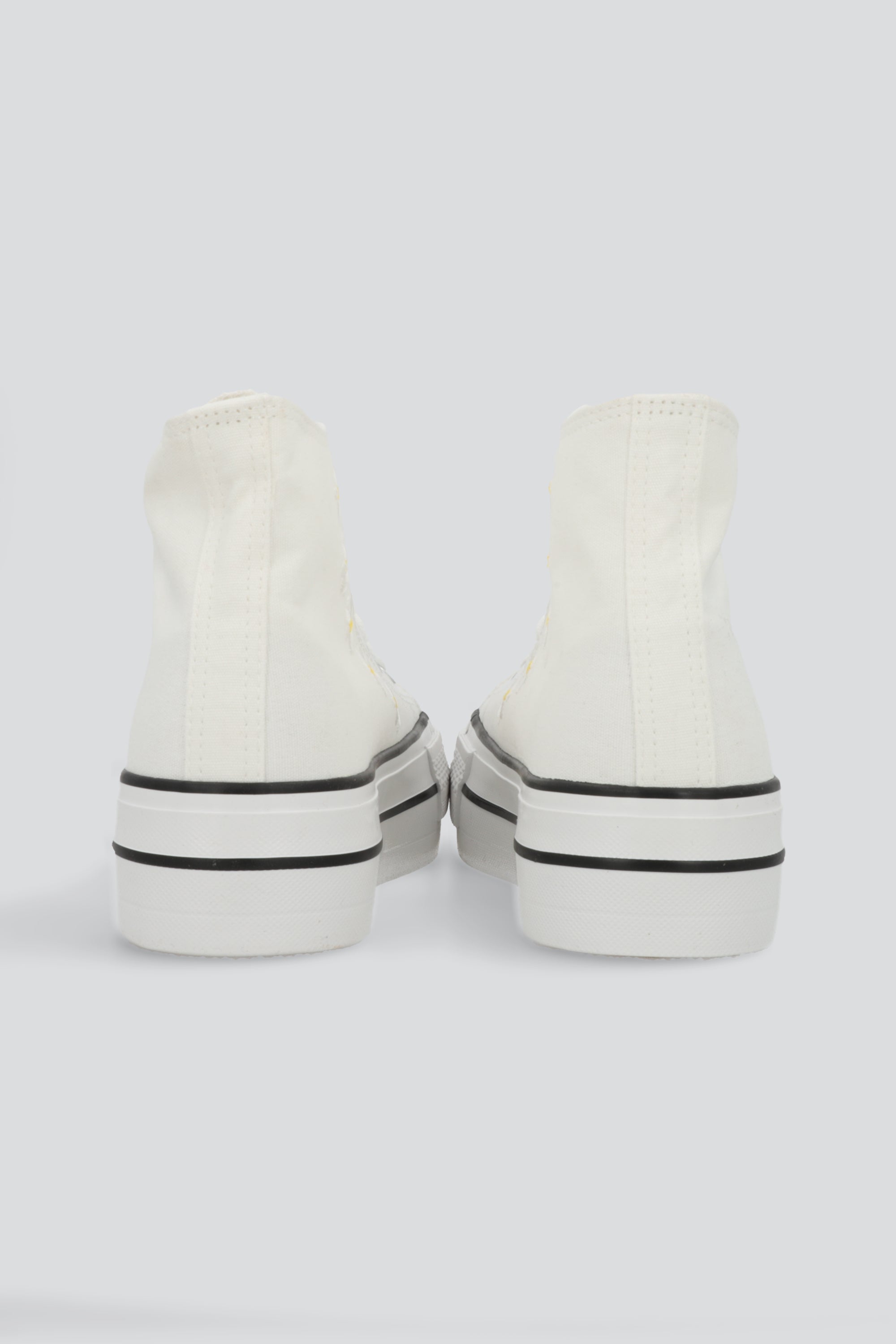 Tenis canvas margaritas plataforma BLANCO