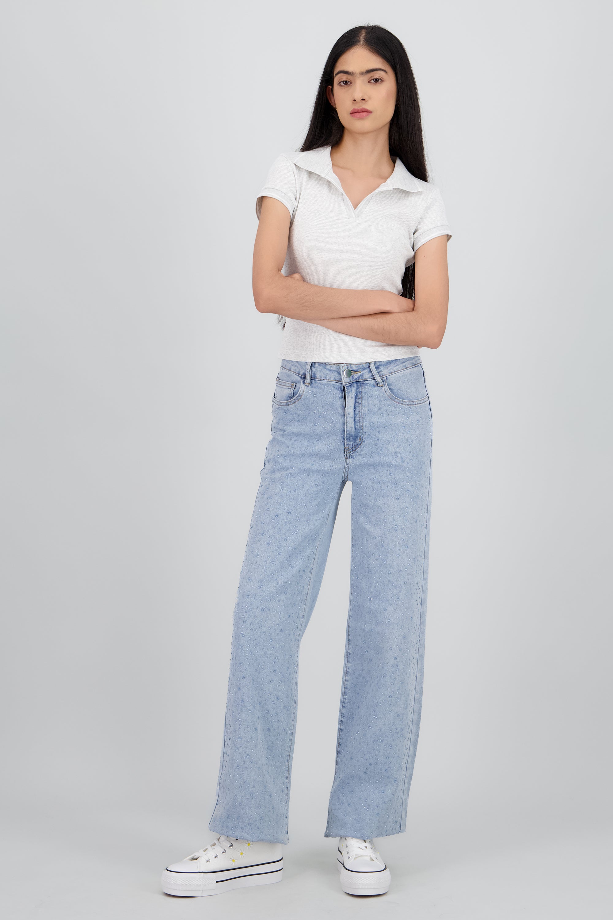 Tenis canvas margaritas plataforma BLANCO