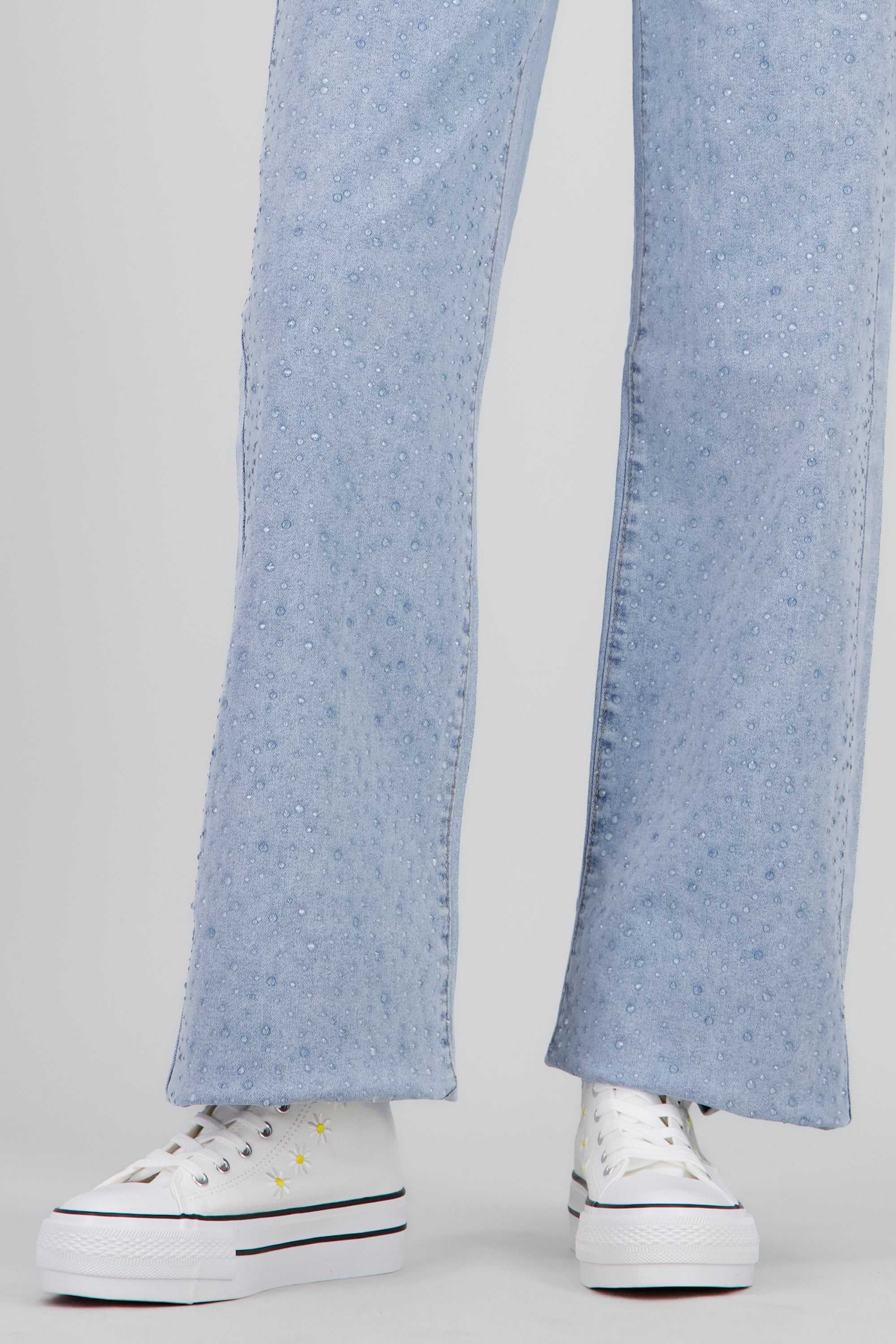 Tenis canvas margaritas plataforma BLANCO