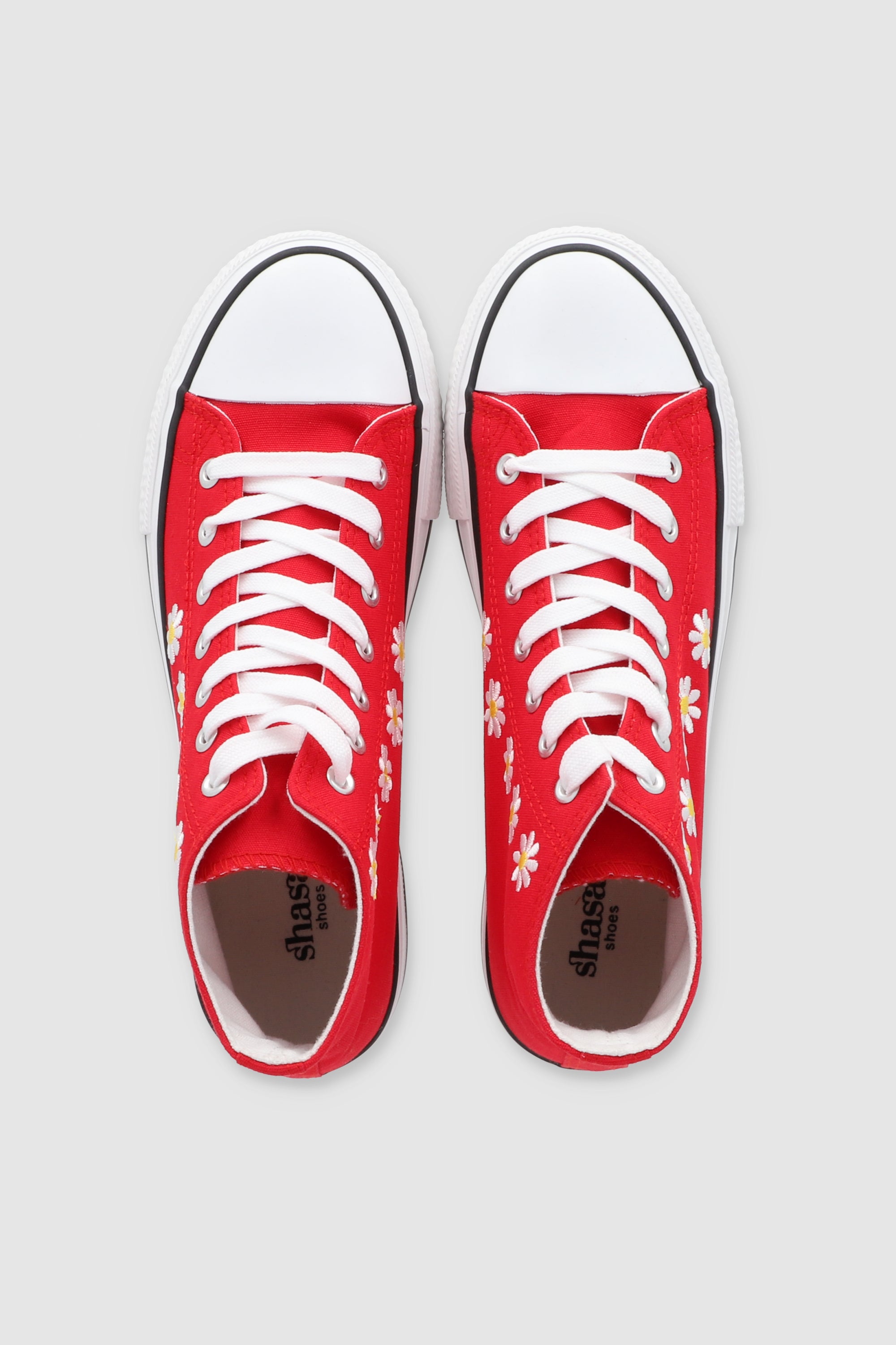 Tenis canvas margaritas plataforma ROJO