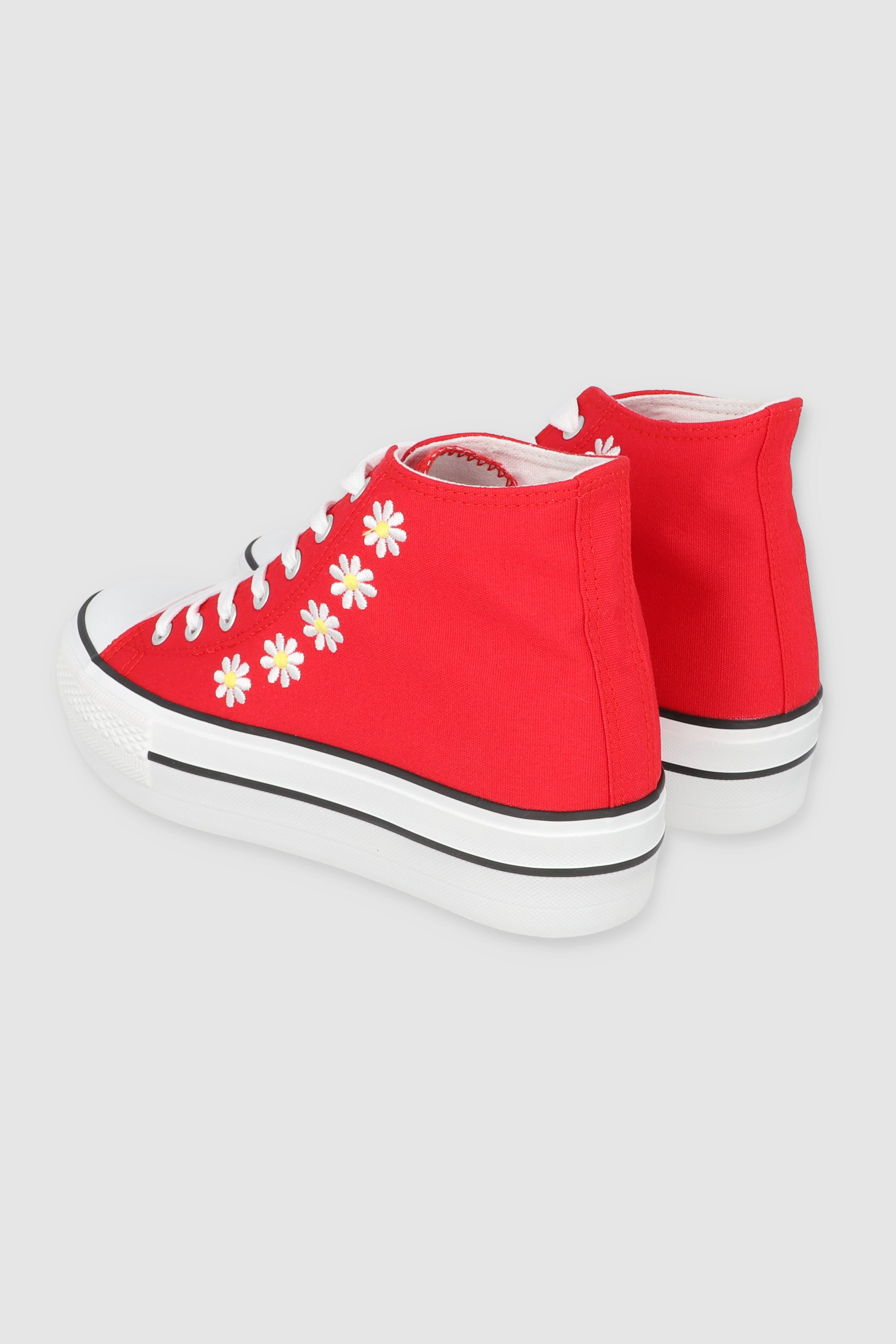 Tenis canvas margaritas plataforma ROJO