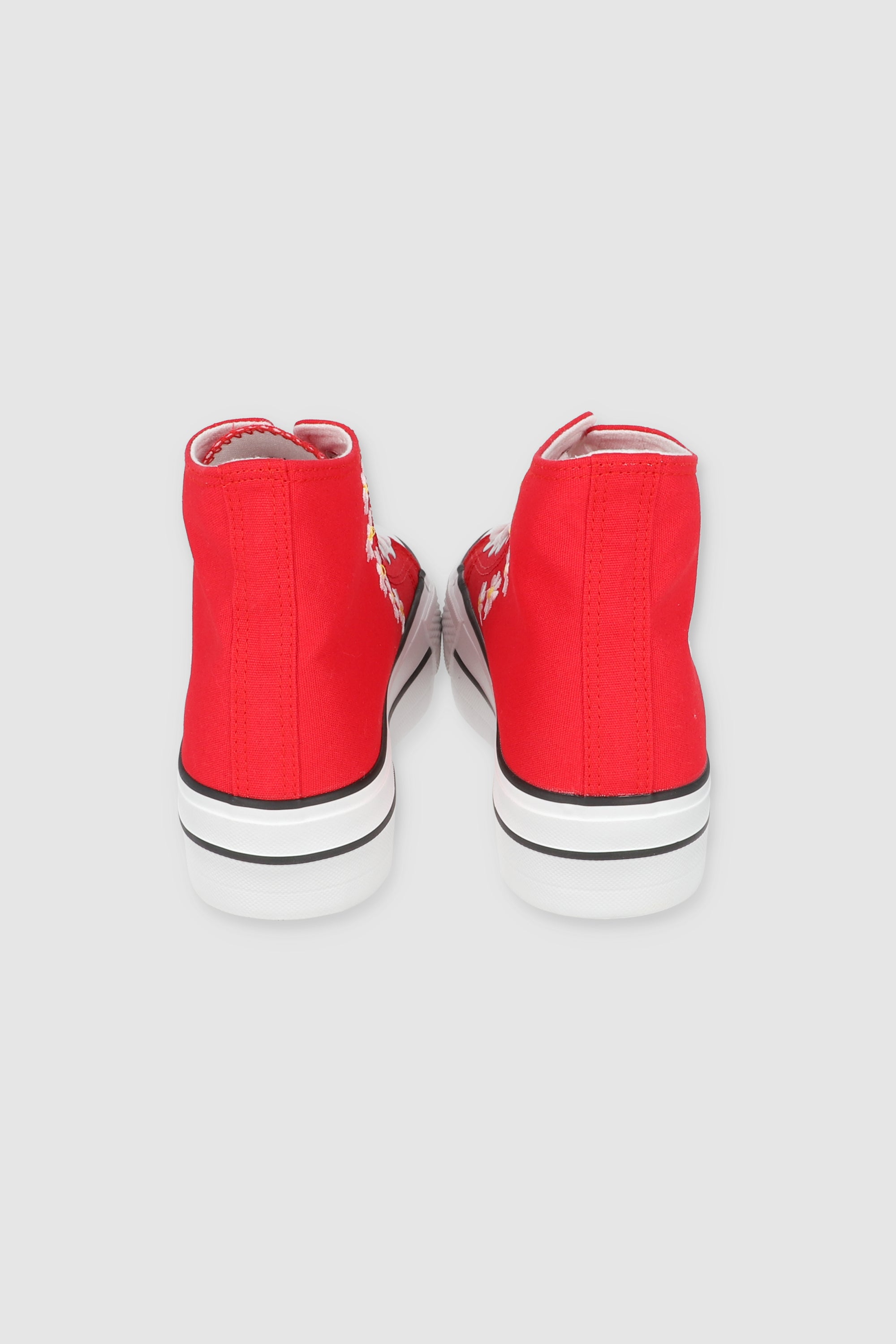 Tenis canvas margaritas plataforma ROJO