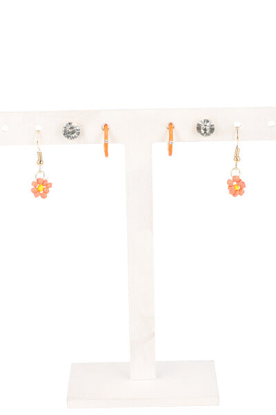 3Pr Aretes Arracadas Flor NARANJA