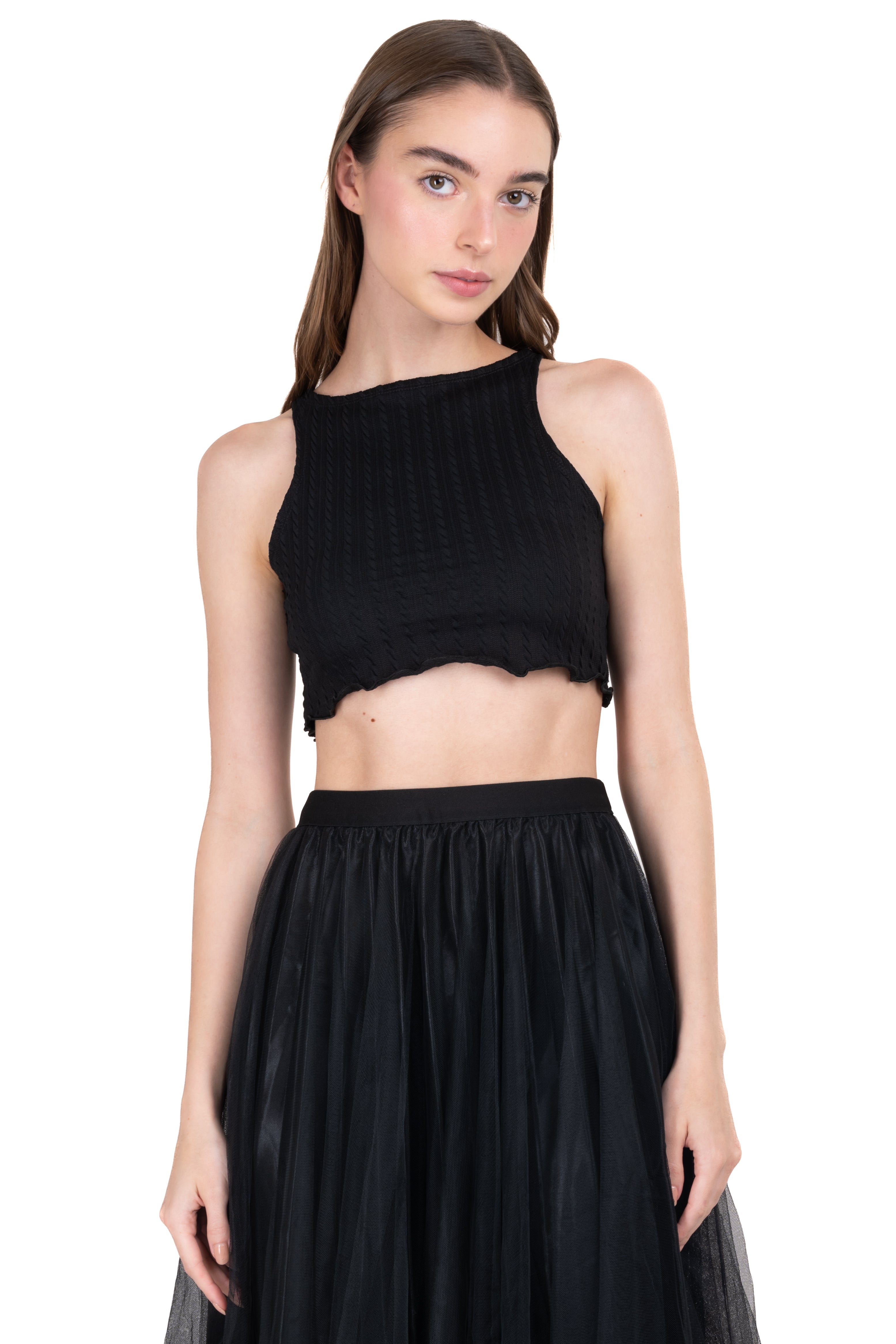 Top crop trenzas NEGRO