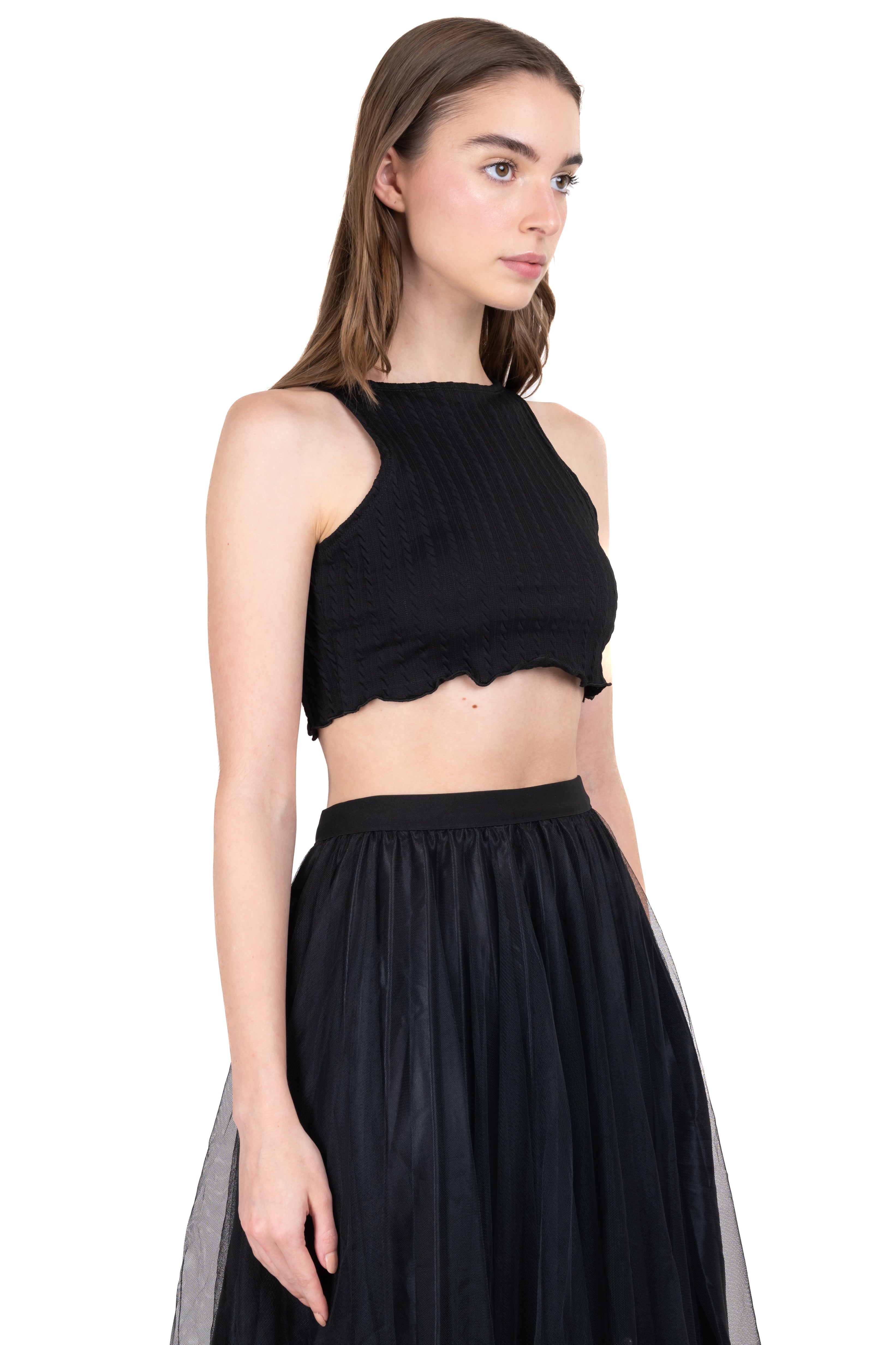 Top crop trenzas NEGRO