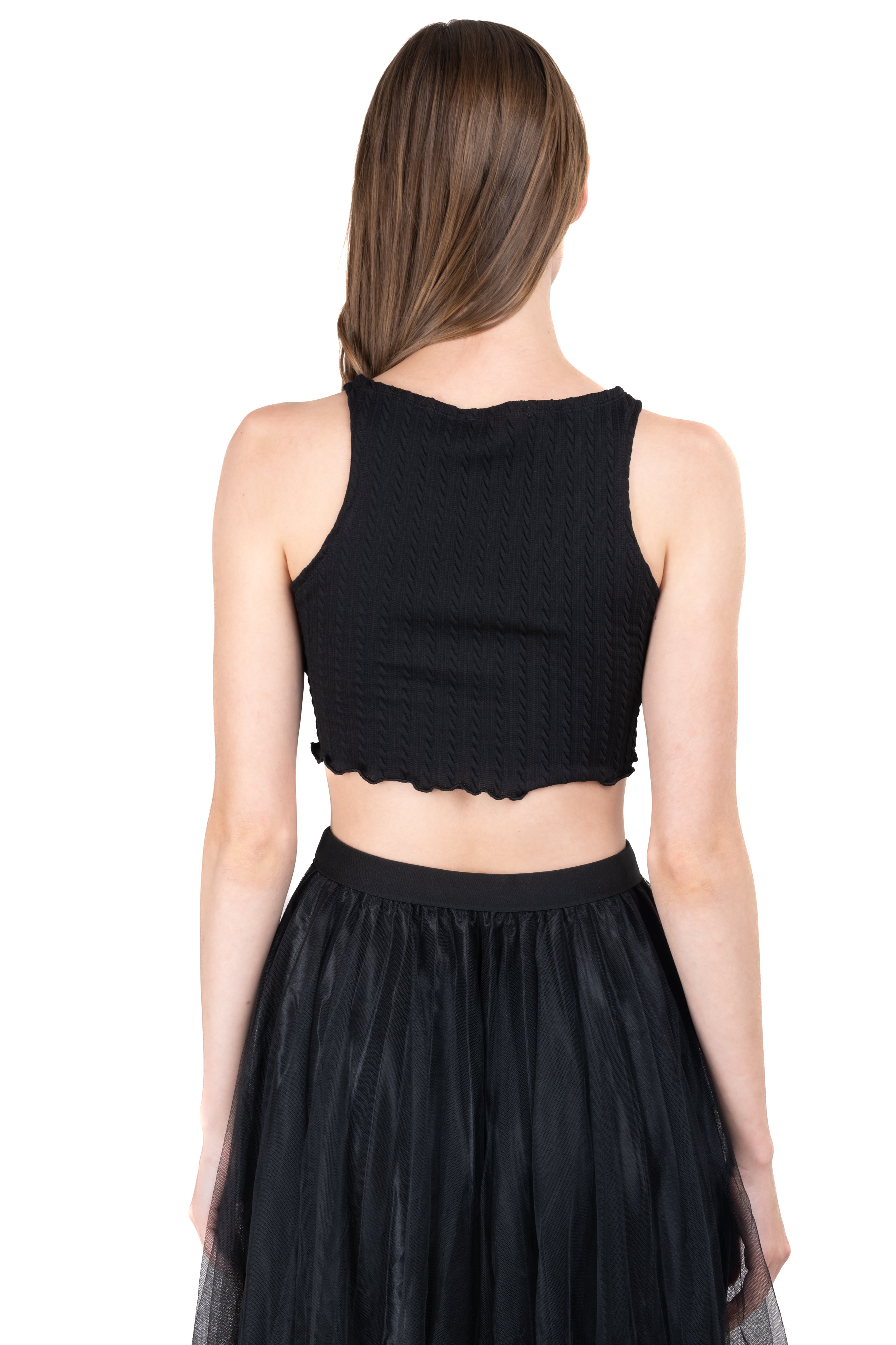 Top crop trenzas NEGRO