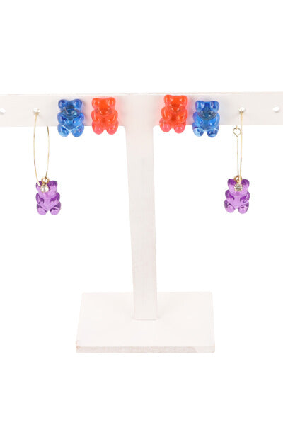 3 Set aretes gummy bear MORADO