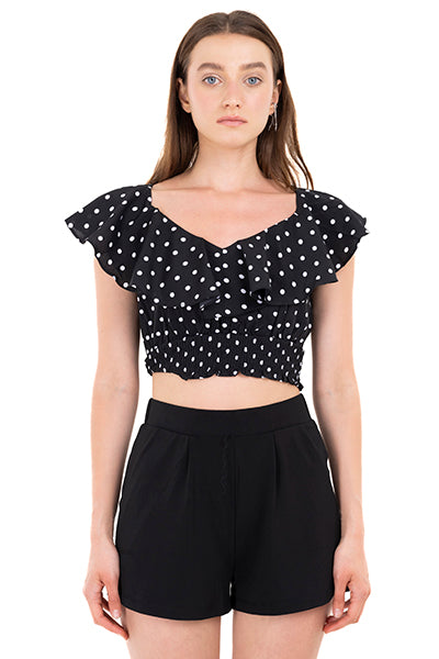 Top smock polka dots olán NEGRO COMBO