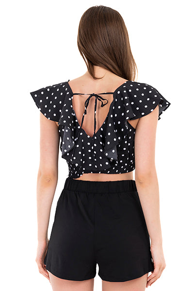 Top smock polka dots olán NEGRO COMBO