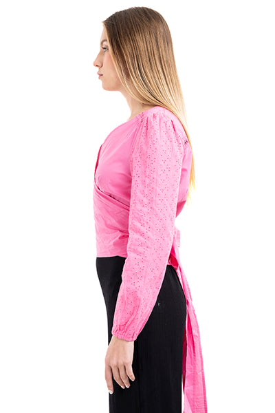 Blusa cruzada manga eyelat ROSA