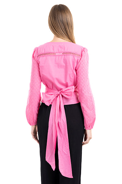 Blusa cruzada manga eyelat ROSA