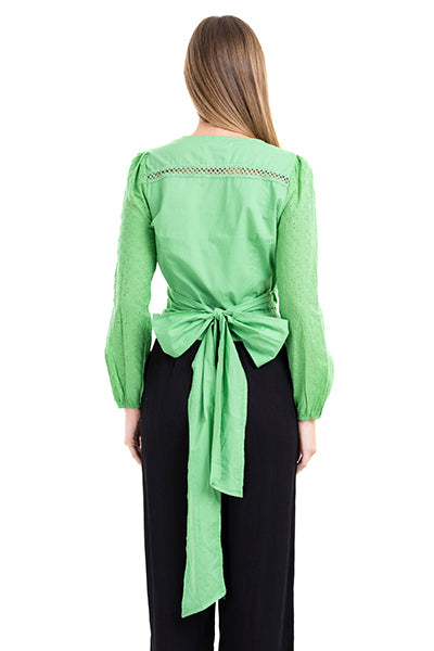 Blusa cruzada manga eyelat VERDE