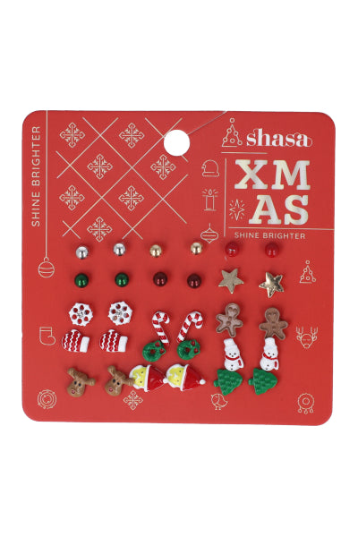 Set 15 aretes studs navideños