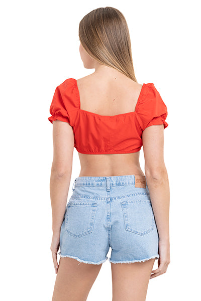 Top crop abertura cintas olán ROJO