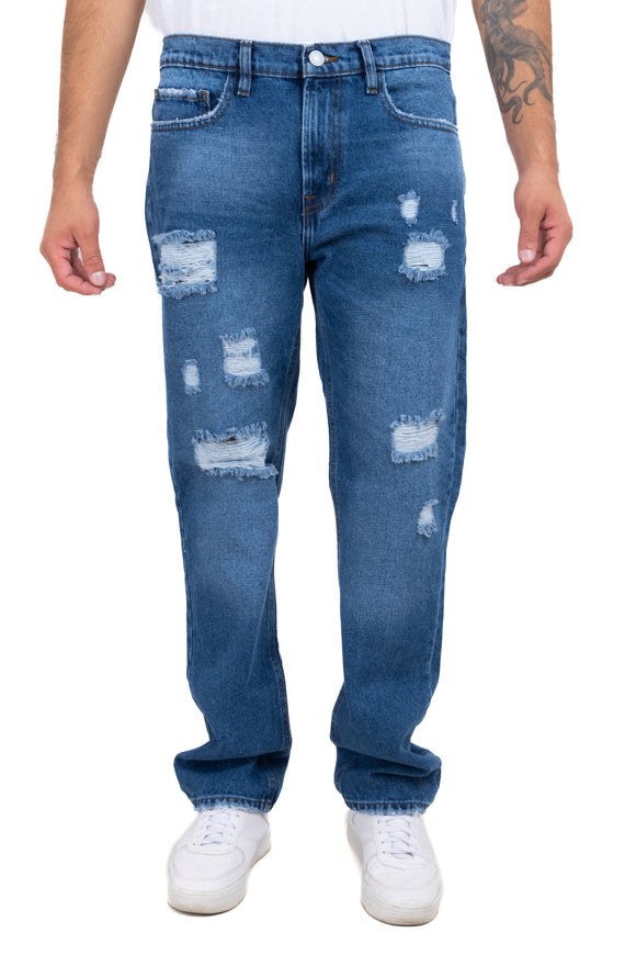 Jeans rectos destrucciones