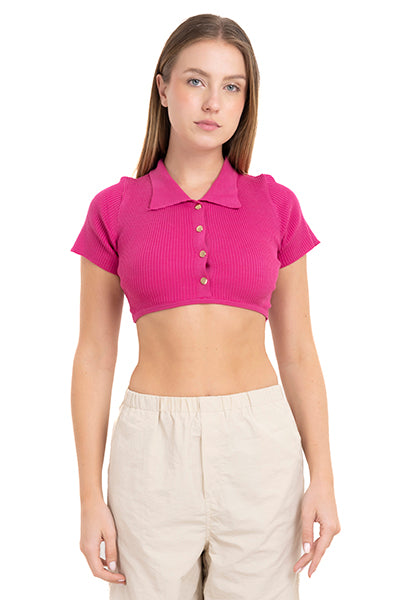 Top Crop Tejido Cuello Polo FIUSHA