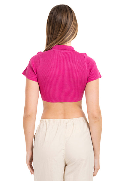 Top Crop Tejido Cuello Polo FIUSHA