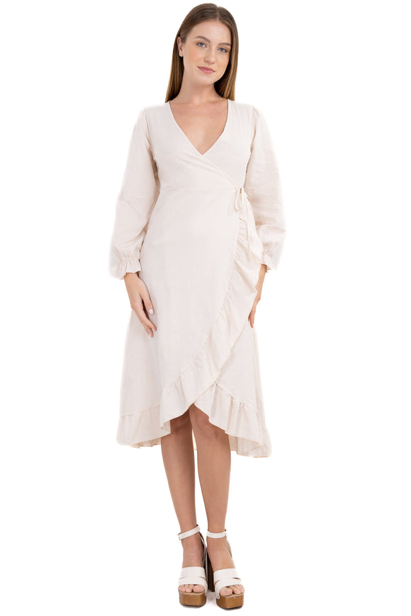 Vestido wrap olanes manga larga